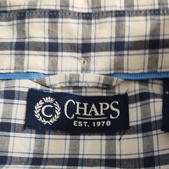 Chaps Navy and White Casual Button Down Shirt Long Sleeve - Picture 3 of 9